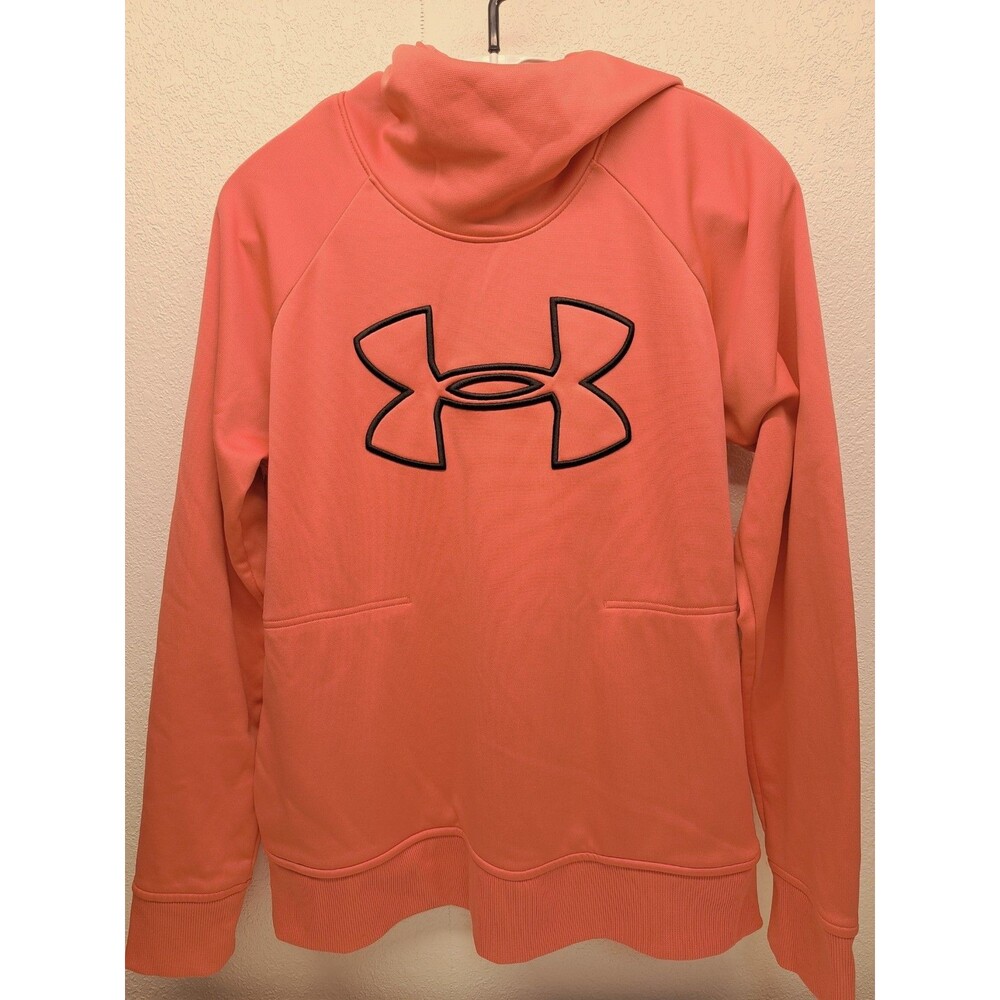 Under Armour Women's Cold Gear Mock Neck Loose Orange Peach Hoodie Size L - Picture 1 of 6